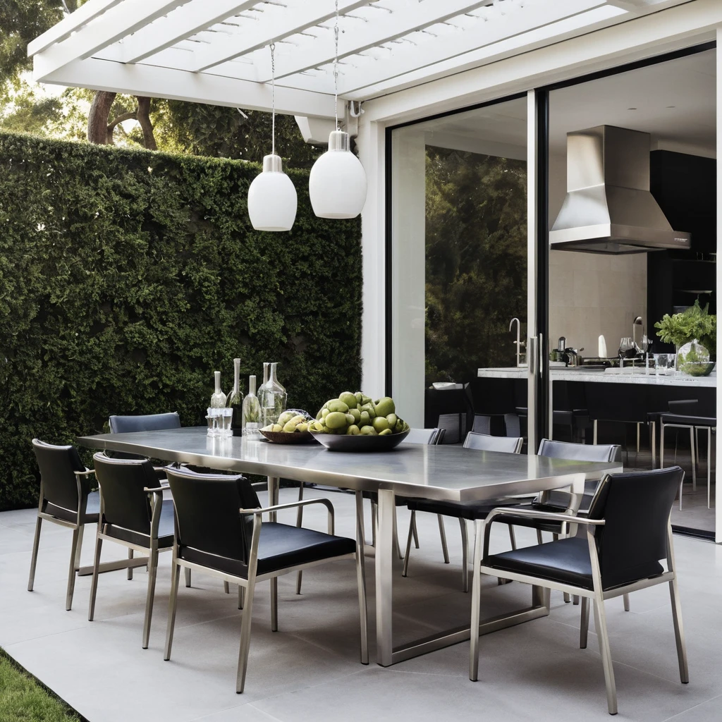 Sleek Outdoor Dining with Stainless Steel