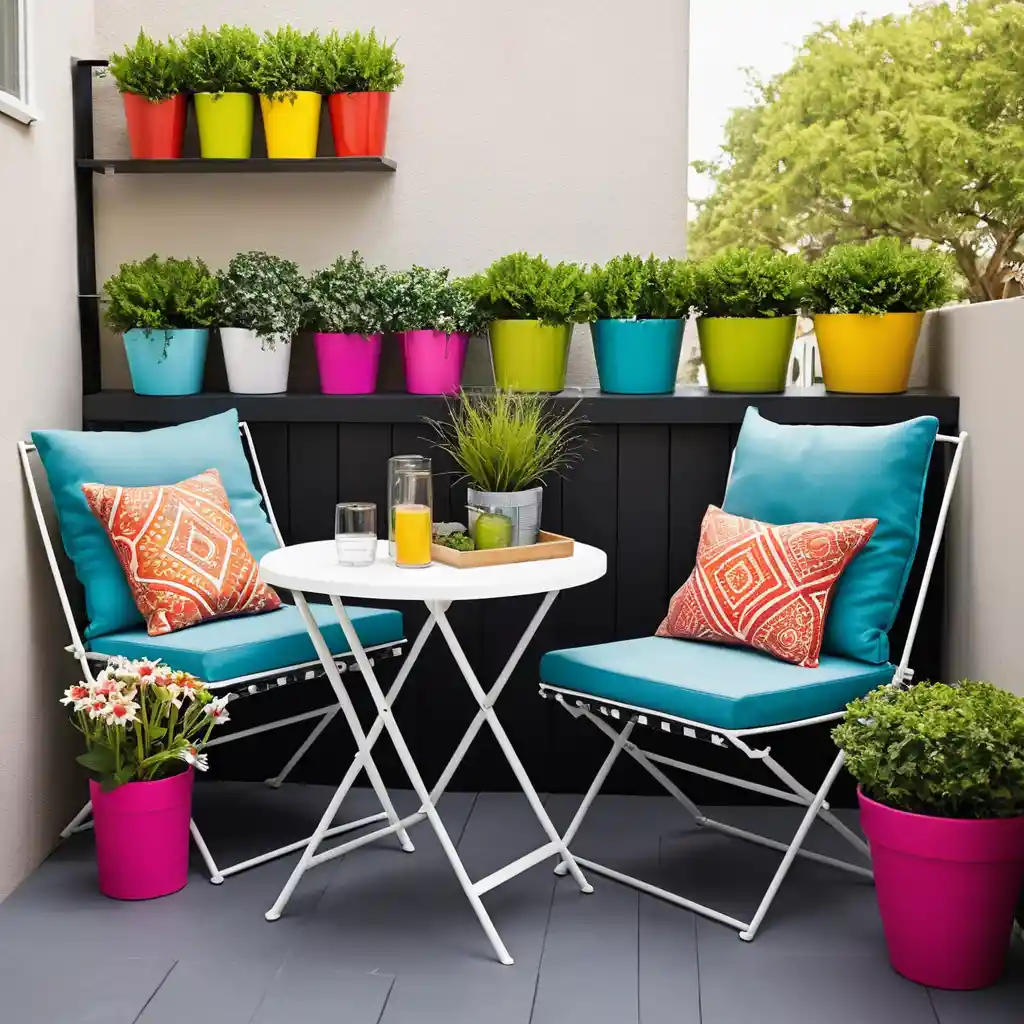 Small Urban Patio with Foldable Furniture