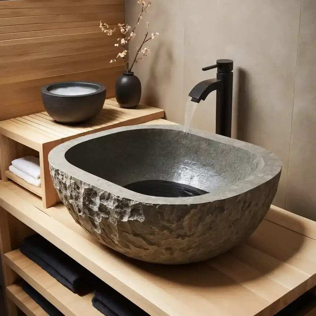 Stone Basin and Ofuro Tub Combo