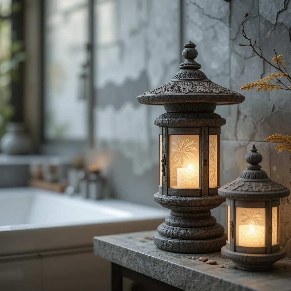 Stone Lanterns as Bathroom Decor