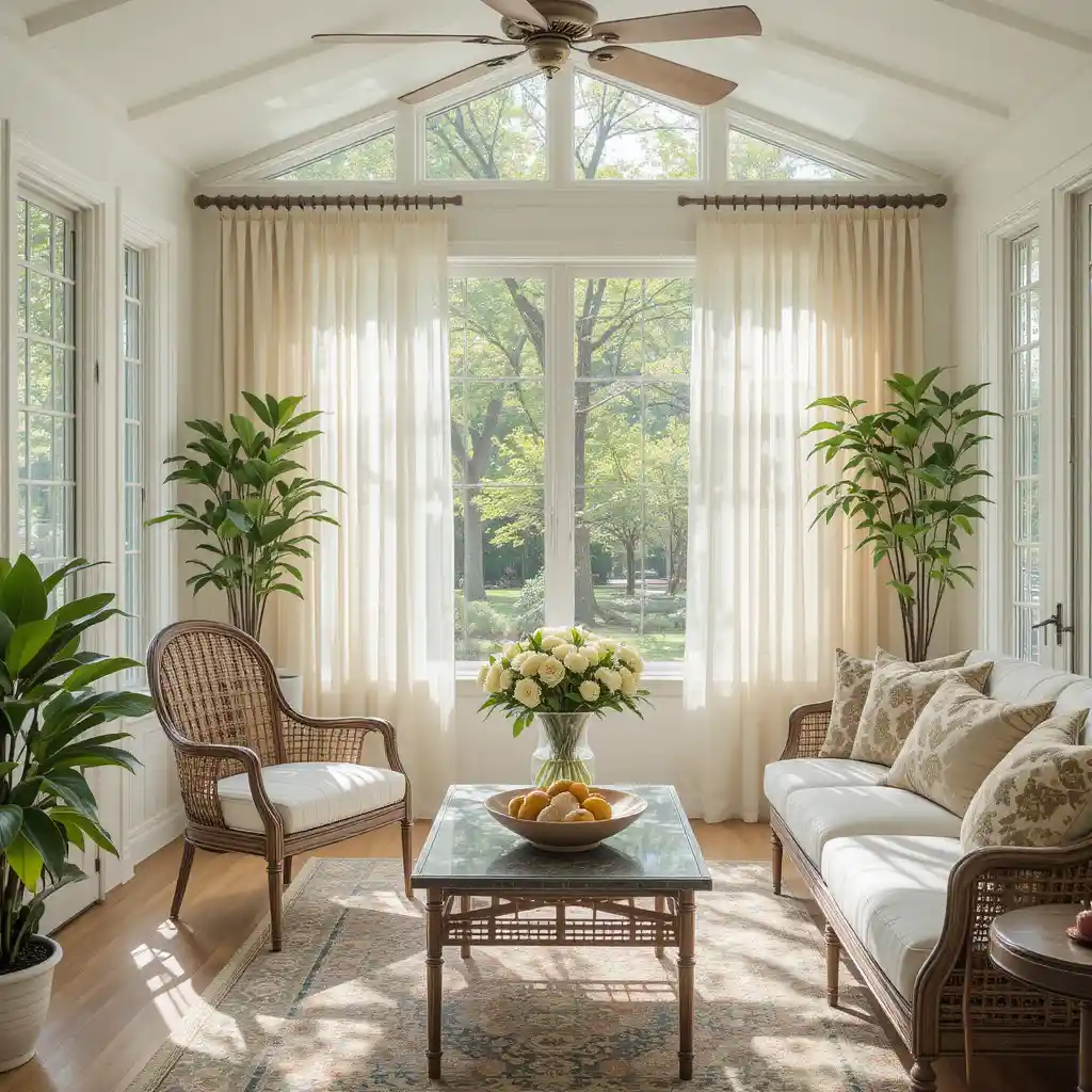 Sunroom Feel with Light Curtains