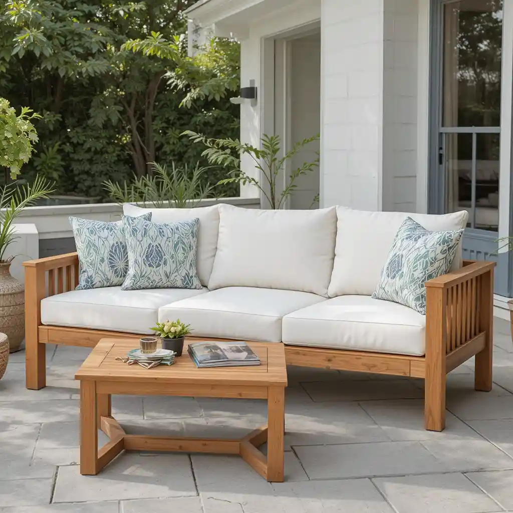 Teak Wood Sofa with Cushions