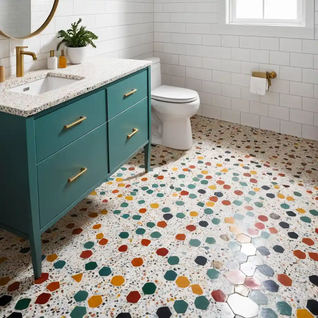 Terrazzo Flooring with Bold Colors