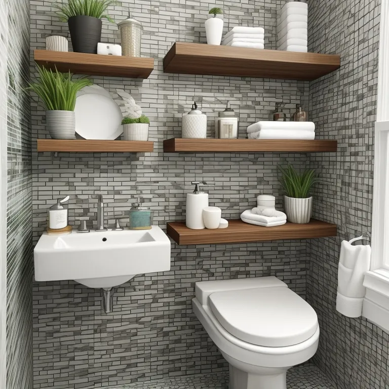 Tiled Floating Shelf with Ceramic Accents