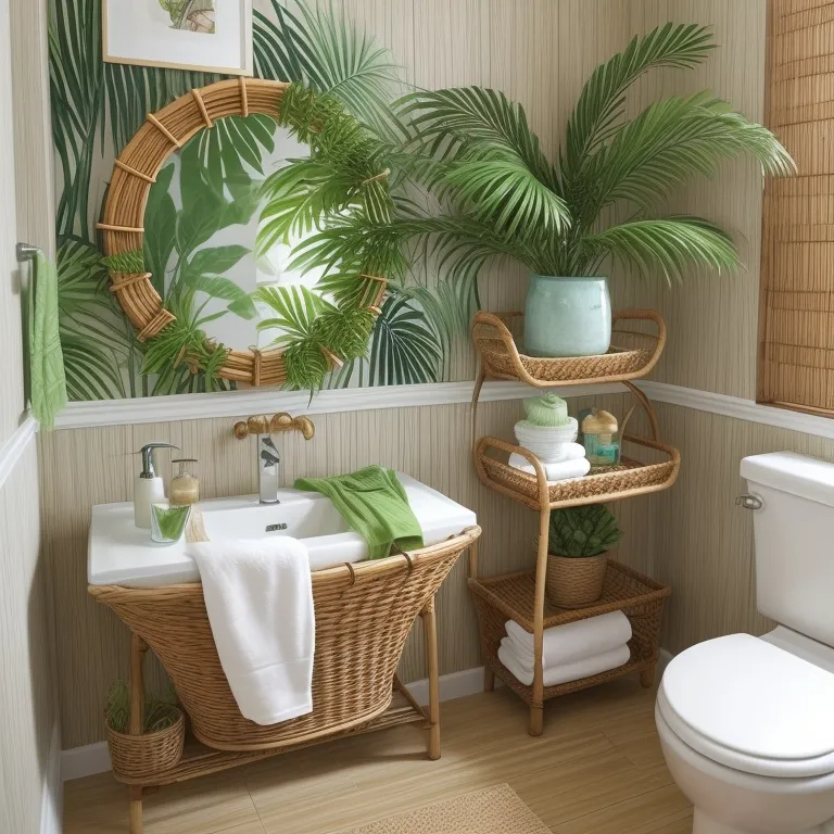 Tropical-Inspired Shelf with Bamboo Elements