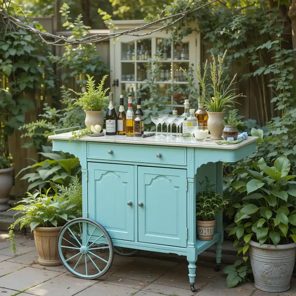 Vintage Garden Bar Cart