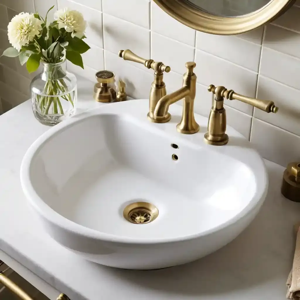 Vintage Inspired Sink with Brass Fixtures