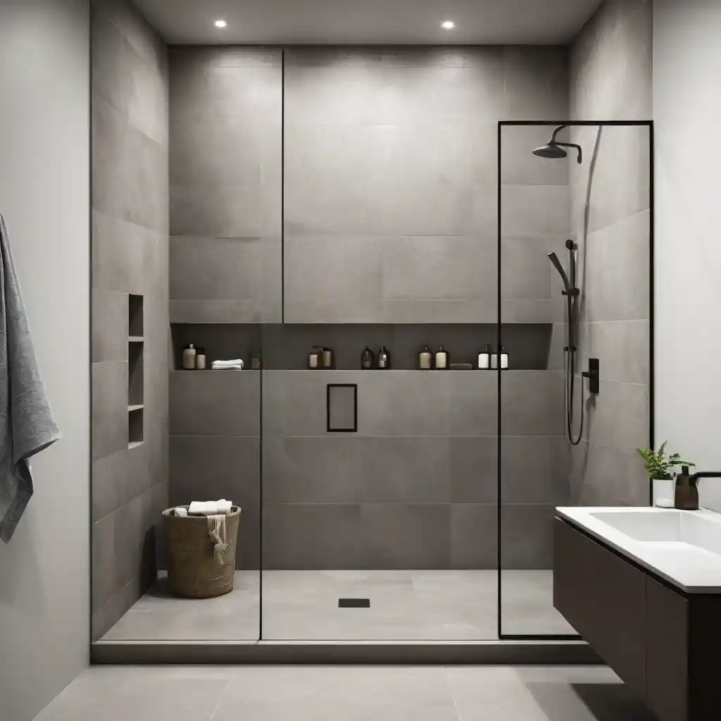 Walk-In Shower with Large Format Tiles