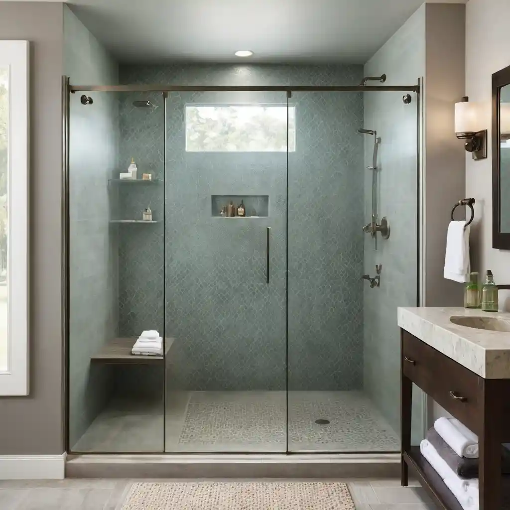 Walk-In Shower with Privacy Screens