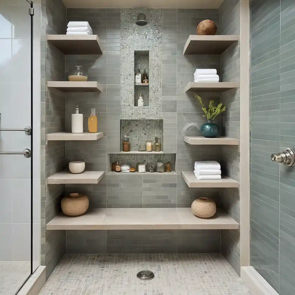 Walk-In Shower with Recessed Shelves