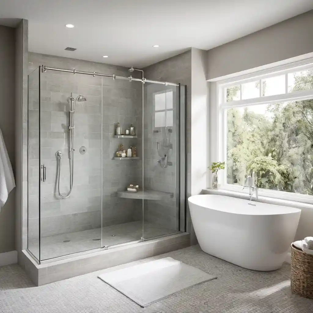 . Walk-In Shower with a Bathtub