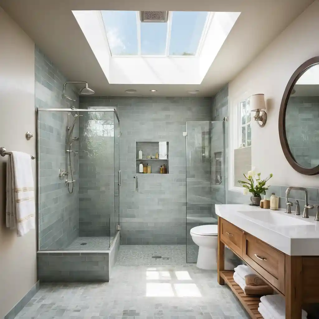 Walk-In Shower with a Skylight