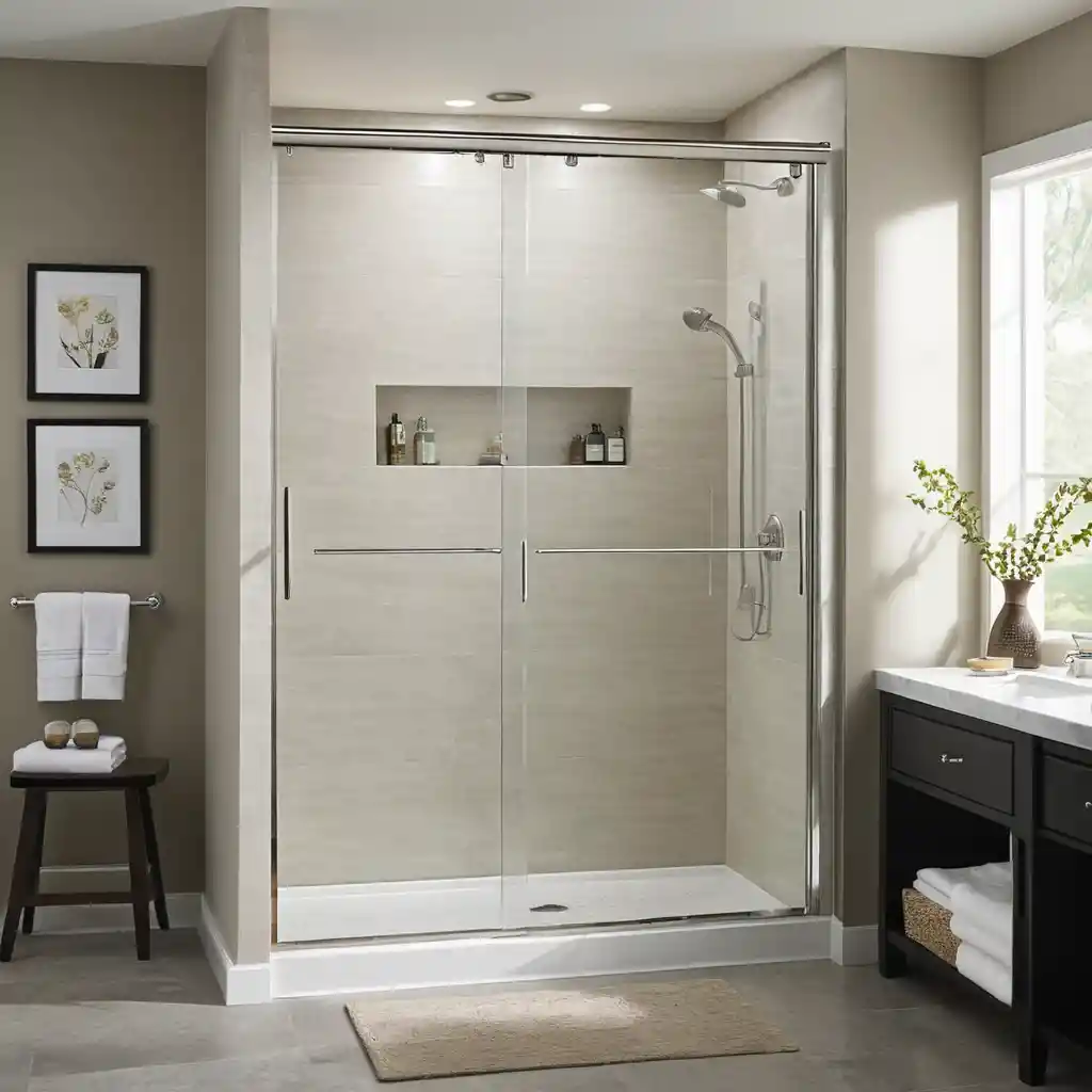 Walk-In Shower with a Sliding Glass Door