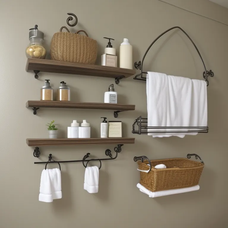 Wall-Mounted Shelf with Decorative Hooks