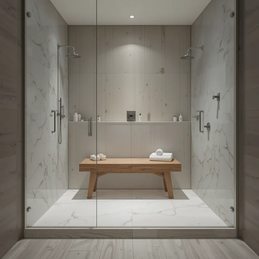 Wooden Bench in Shower Area