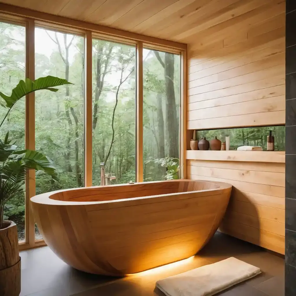 Wooden Ofuro Bathtub for Natural Warmth