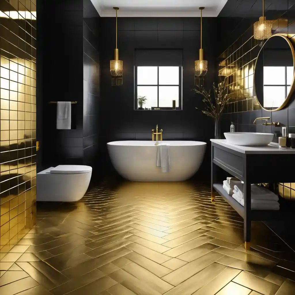 Brushed Gold Metallic Tiles