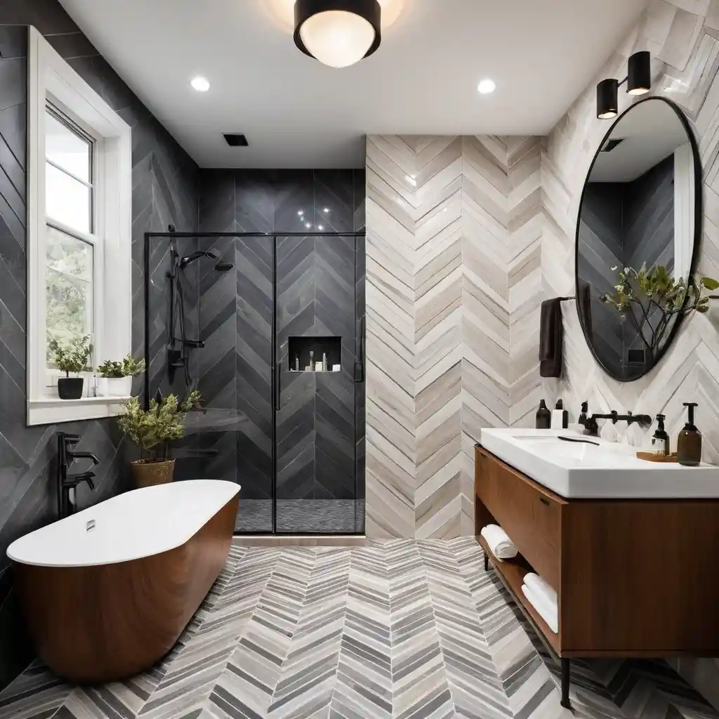 Chevron Pattern Stone Tiles